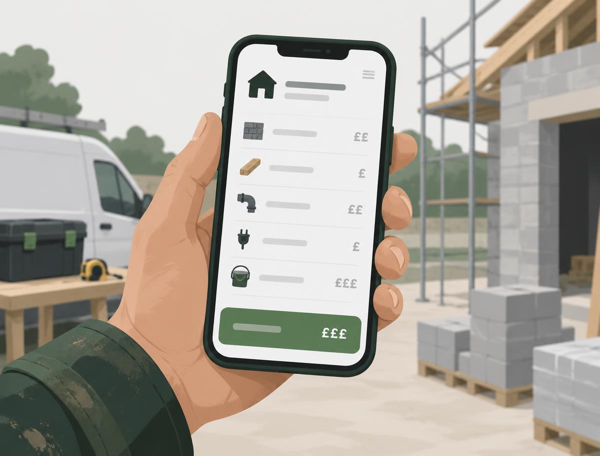 Building a costed quote on a phone on site